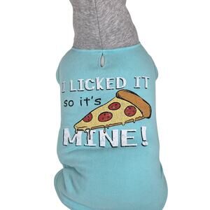 Dog Hoodie Pepperoni Pizza Humor Blue & Grey International Pet Supplies Size L